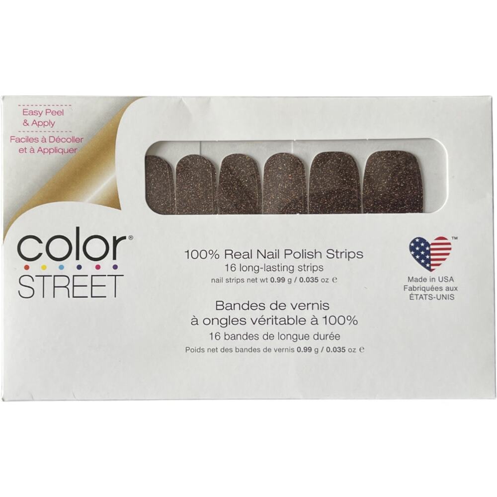 Color Street Brownie Points Nail Polish Strips Brown Glitter FMG218